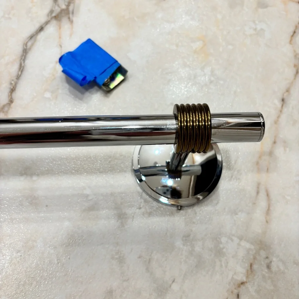 Gatco Design 24” Chrome Wall-Mount Towel Bar Silver w/ Gold Accent
